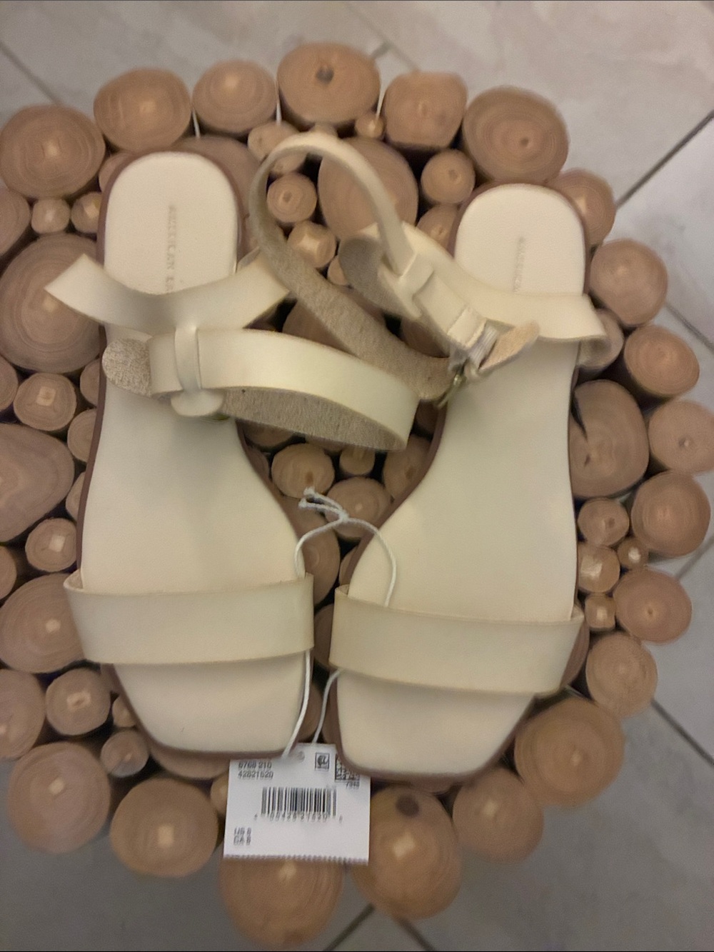 American Eagle Outfitters Cream Strappy Flat Sandals